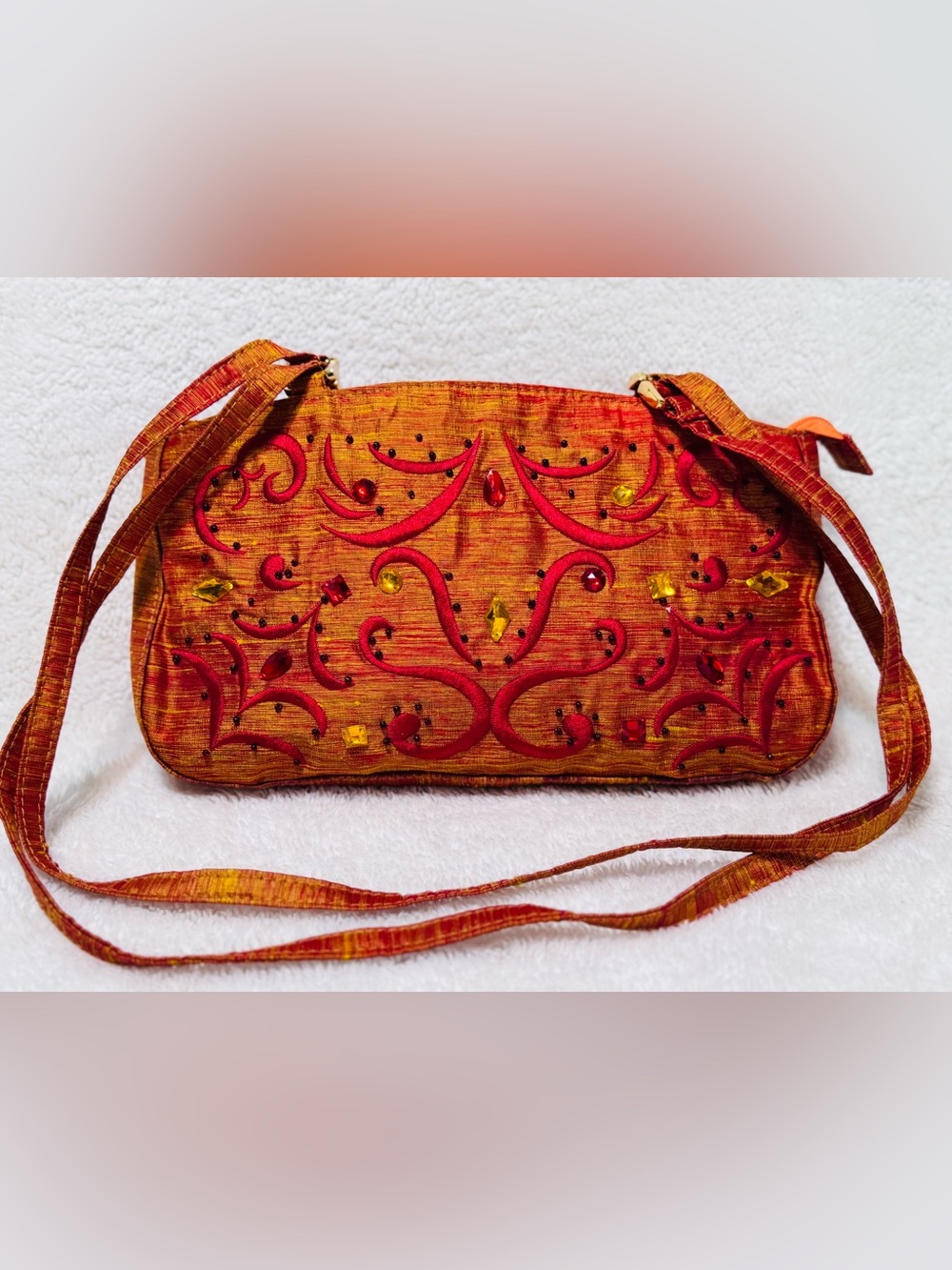 Vintage J. Renee Embroidered Crystal Accent Shoulder Bag